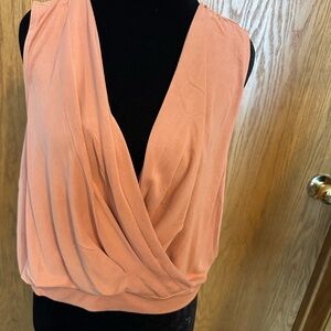 Mystree Peach Sleeveless Drape Blouse